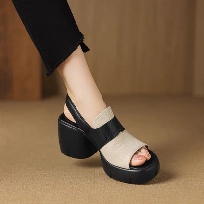 Sandalias ortopédicas cómodas de cuero genuino