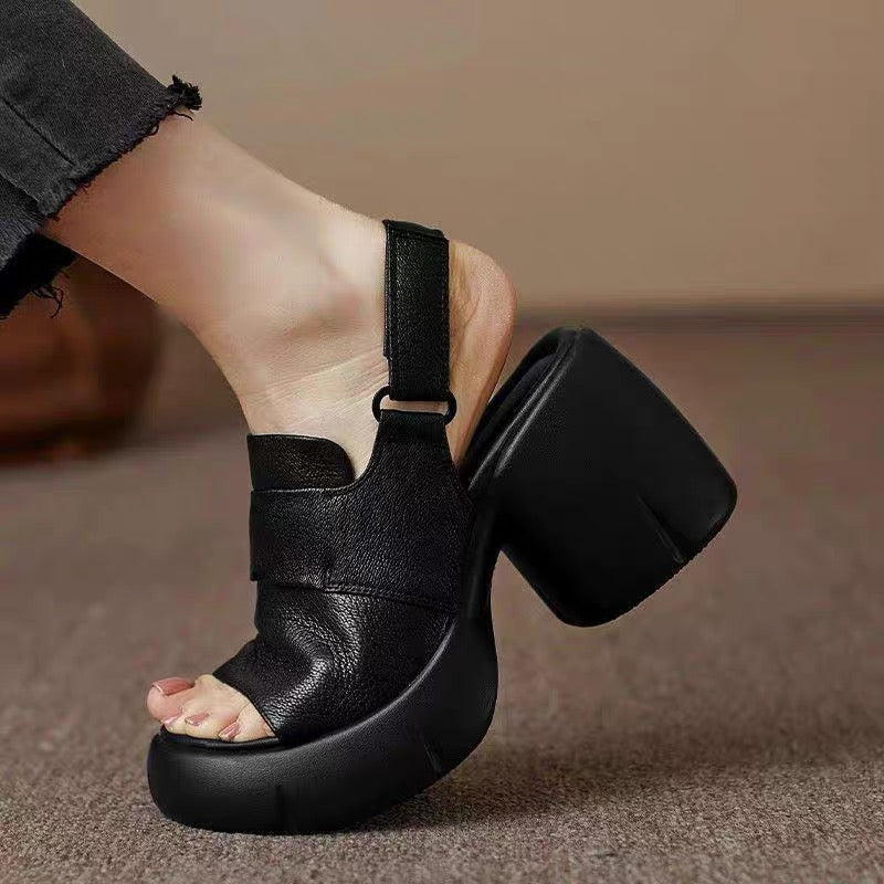 Sandalias ortopédicas cómodas de cuero genuino