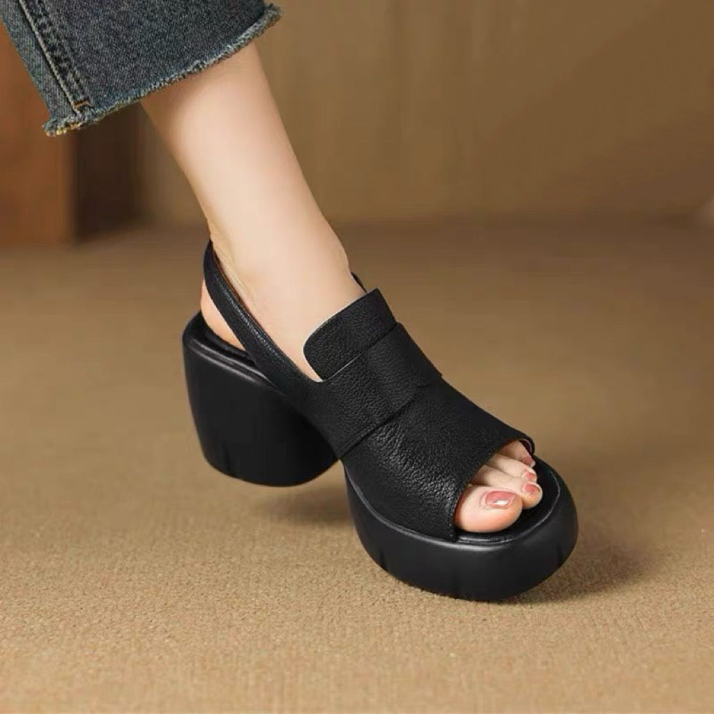 Sandalias ortopédicas cómodas de cuero genuino