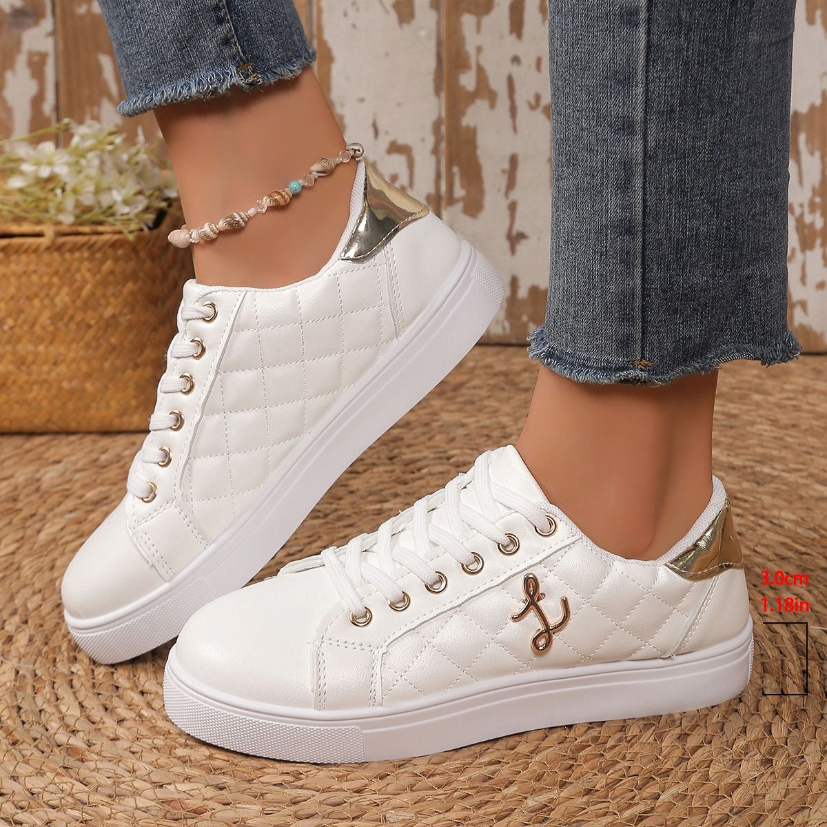 Zapatos casuales con cordones y punta redonda