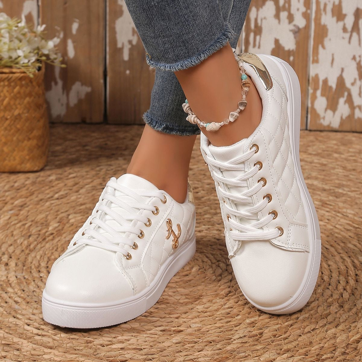 Zapatos casuales con cordones y punta redonda
