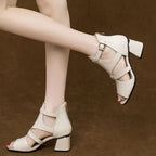 [🐂100% cuero auténtico]Sandalias Fiesta Romana