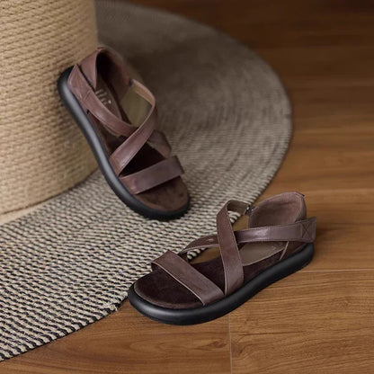 Sandalias tipo gladiador de piel genuina suave