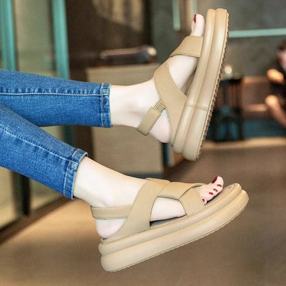Sandalias de plataforma con tiras cruzadas para mujer
