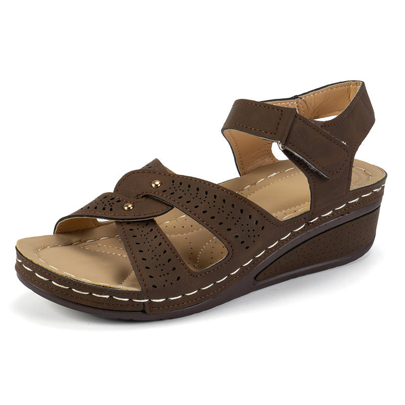 Sandalias de cuña con plataforma y velcro ajustable