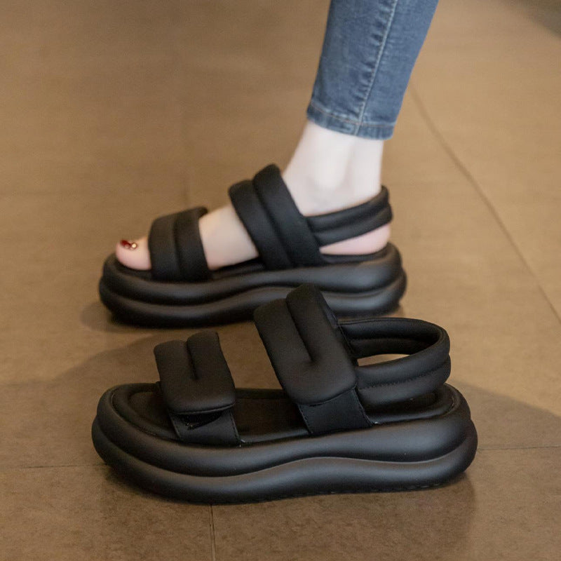 Sandalias para mujer plataforma gruesa estilo pan cómodas