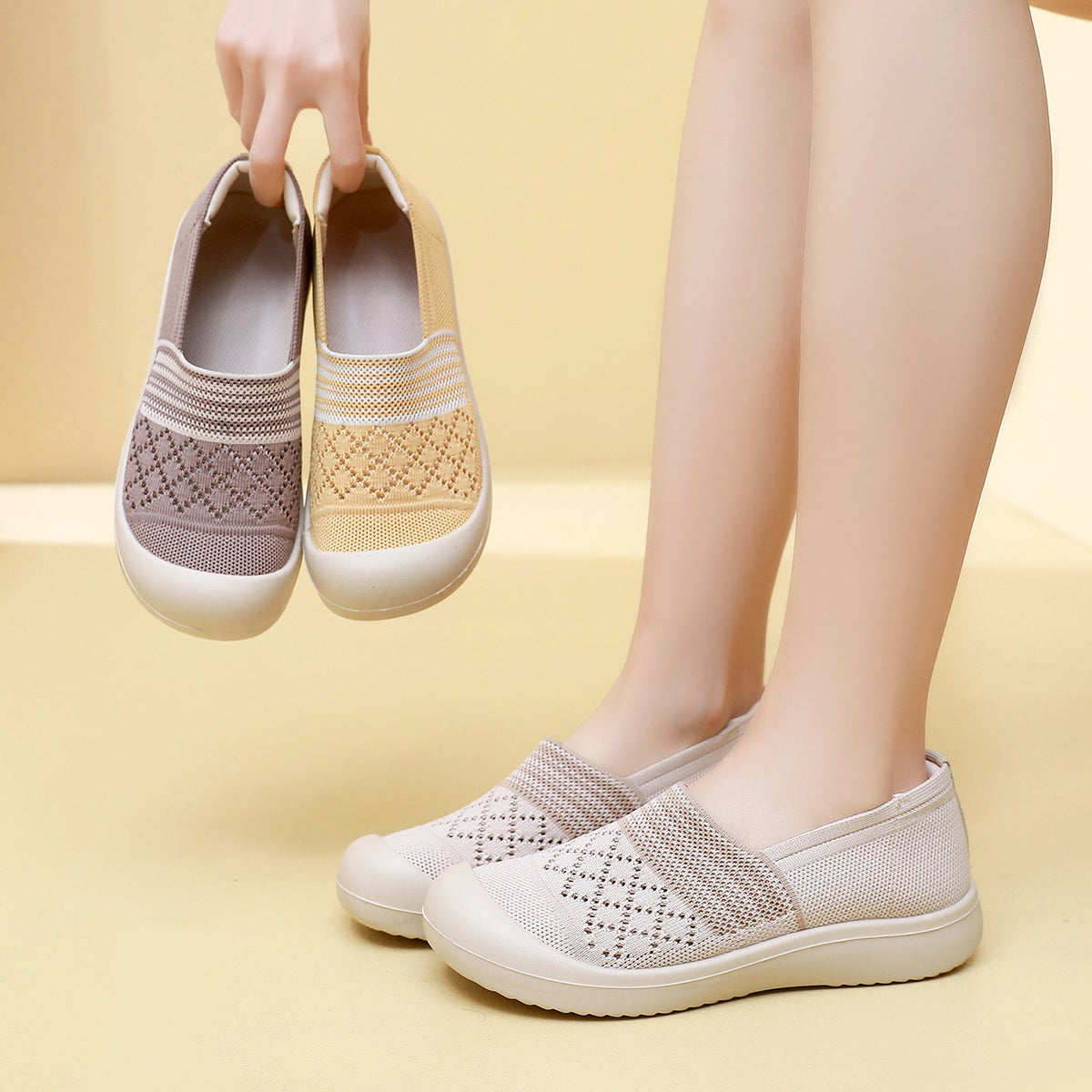 Zapatos mujer slip on malla ligera