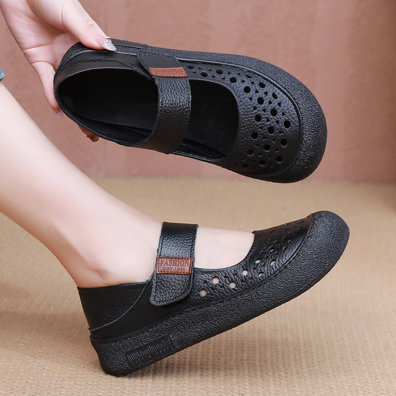 Zapatos de piel de vacuno perforada de grano superior