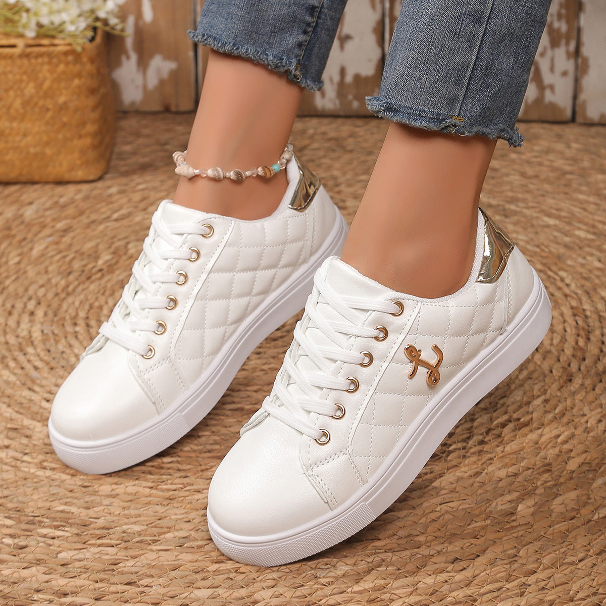 Zapatos casuales con cordones y punta redonda