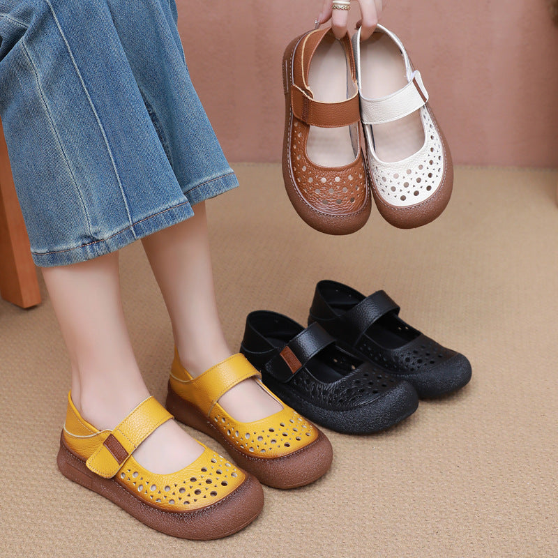 Zapatos de piel de vacuno perforada de grano superior