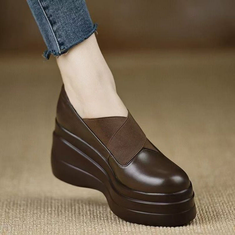 Zapatos de plataforma retro de piel suave