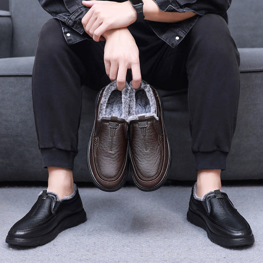 Zapatos de cuero cálidos de moda para hombres