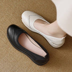 Zapatos casuales de piel con punta redonda y plataforma