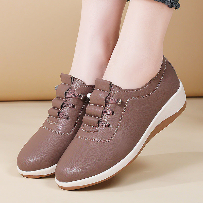 Zapatos de cuero de suela blanda sin cordones