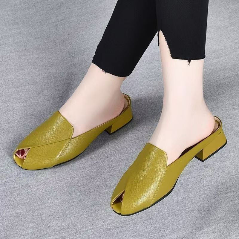 Chanclas tacón grueso punta pez