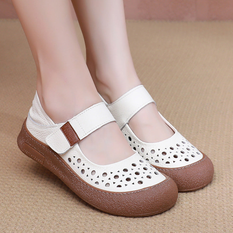 Zapatos de piel de vacuno perforada de grano superior
