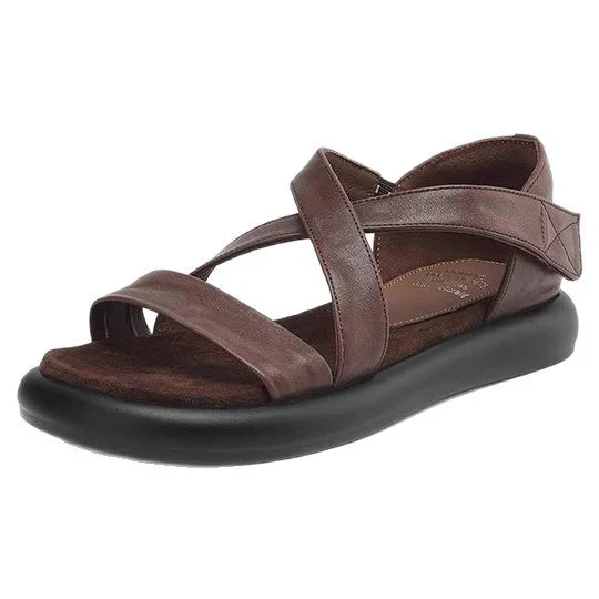 Sandalias tipo gladiador de piel genuina suave