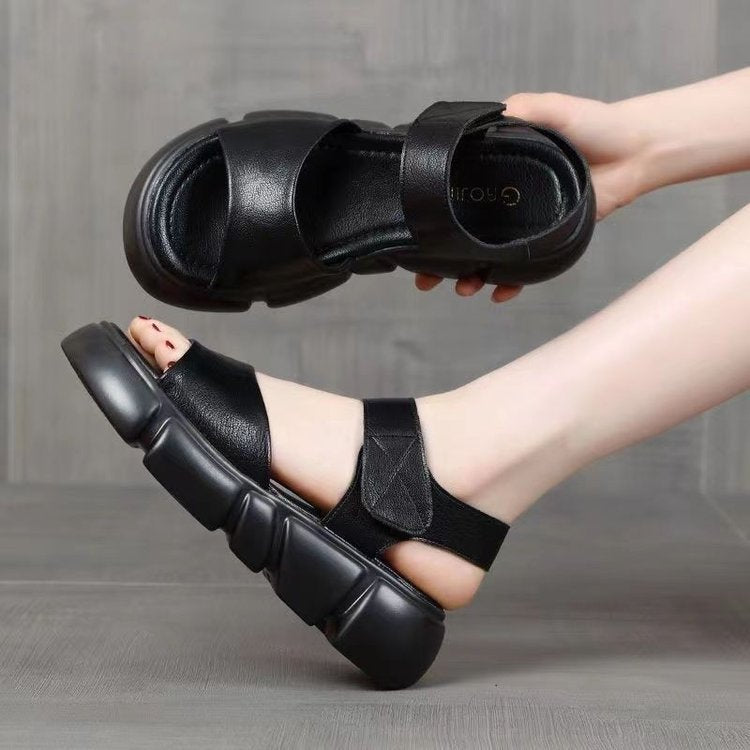 Sandalias de plataforma de piel suave