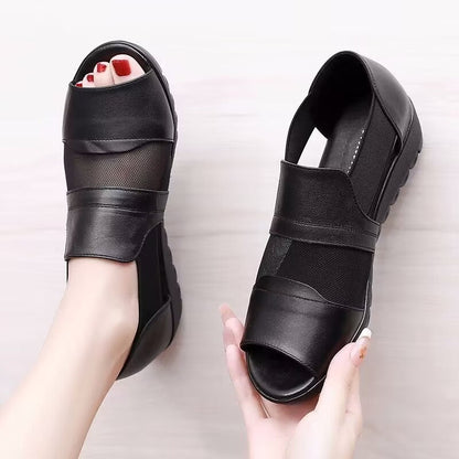 Sandalias de cuña de piel suave
