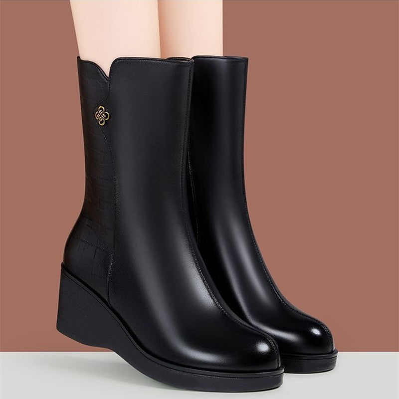 Botines de Cuña para Mujer con Cremallera Lateral
