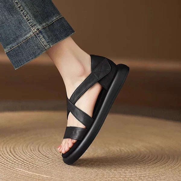 Sandalias tipo gladiador de piel genuina suave