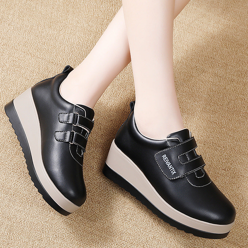 Zapatos de cuero con suela gruesa y velcro