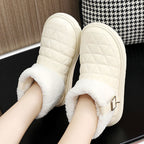 Zapatos de algodón con aumento de altura de color sólido y forro polar