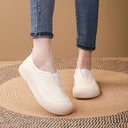100% cuero genuino zapatos de plataforma con punta redonda