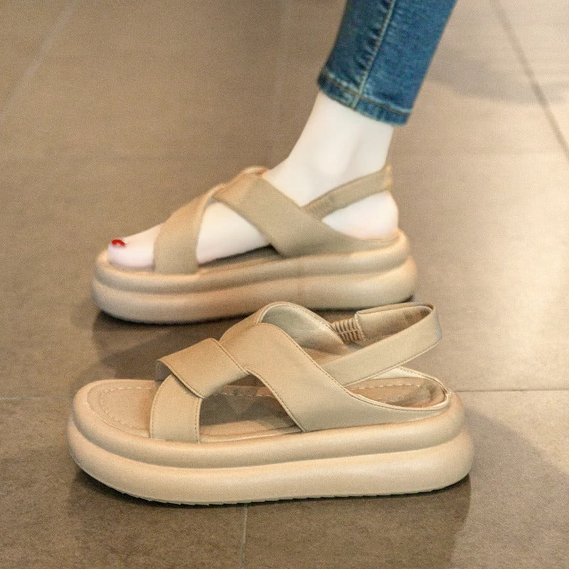 Sandalias de plataforma con tiras cruzadas para mujer