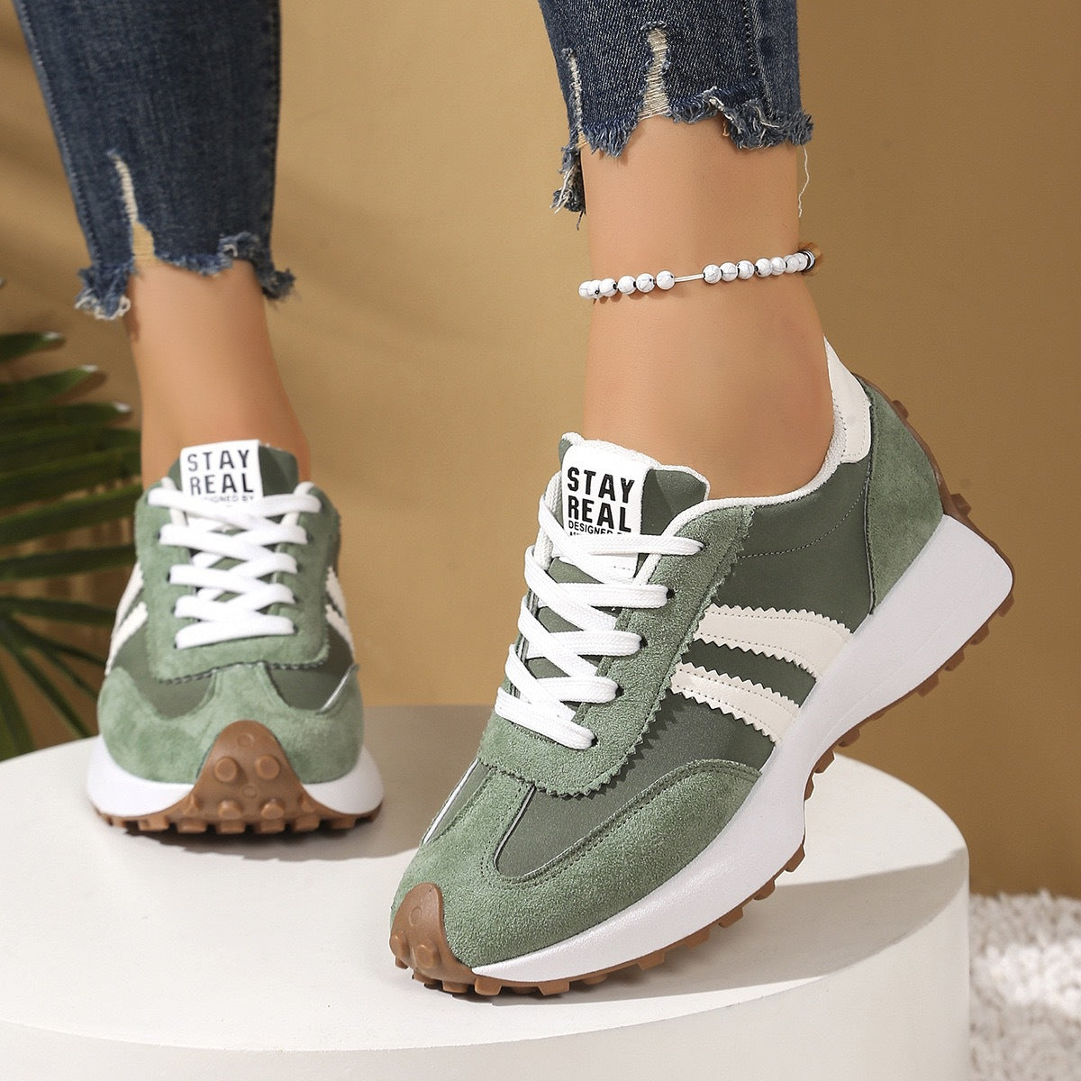 Zapatillas deportivas de mujer con suela gruesa antideslizante