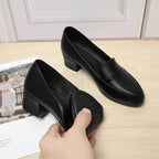 Zapatos de tacón medio en piel auténtica