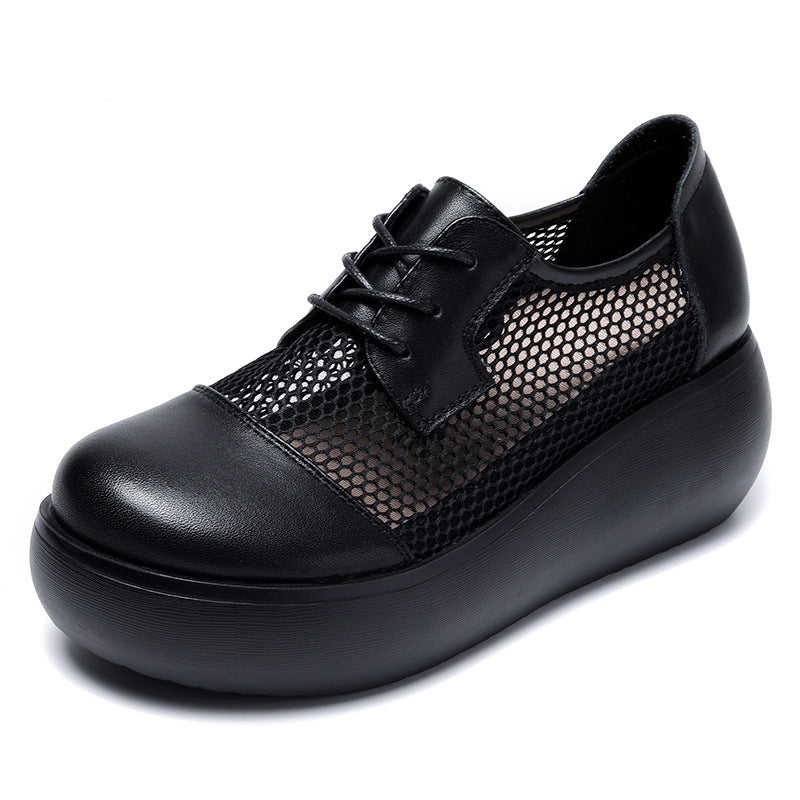 Zapatos de cuero con cordones y malla
