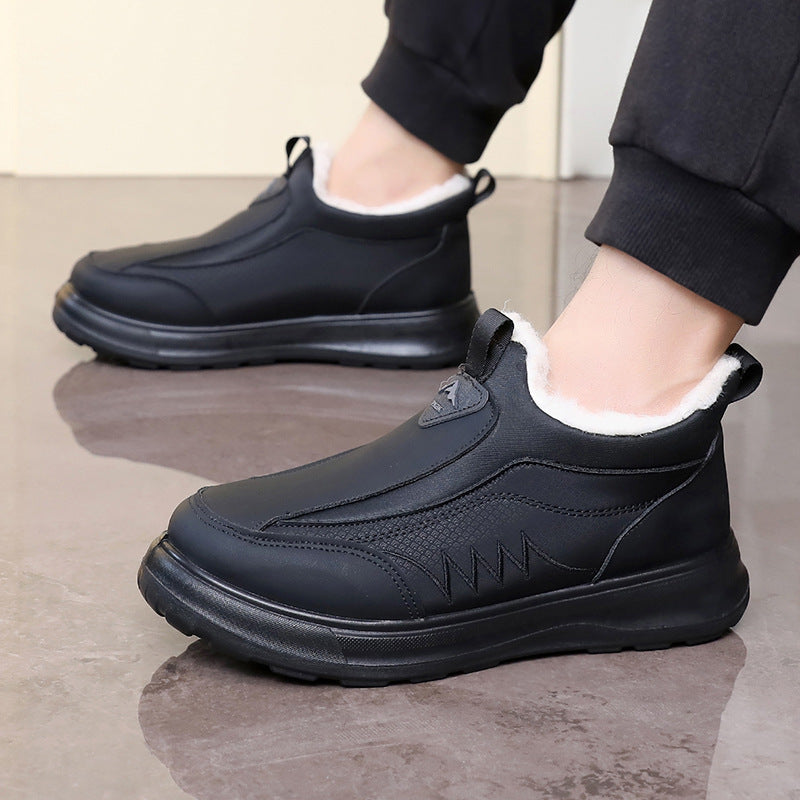 Zapatos de hombre forrados con vellón y engrosados