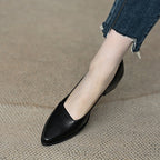Zapatos de piel suave con punta afilada estilo francés
