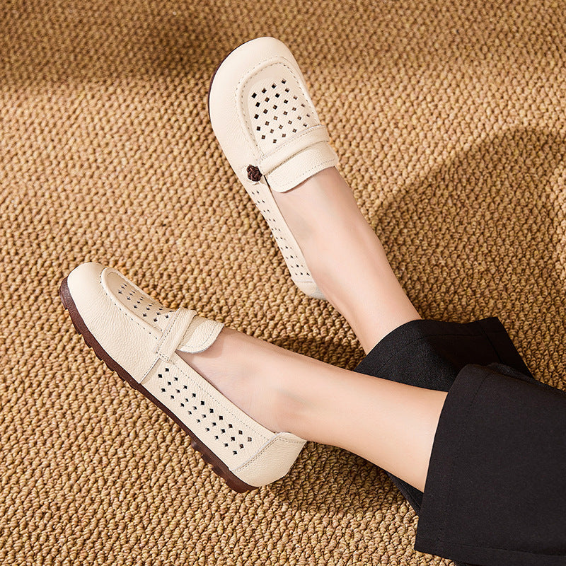 100% cuero genuino zapatos suela blanda