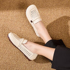 100% cuero genuino zapatos suela blanda