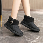 Zapatos de algodón con aumento de altura de color sólido y forro polar