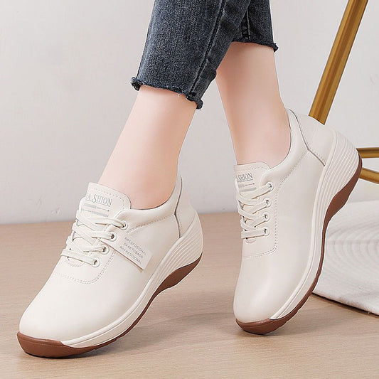 Zapatos casuales de cuero con suela gruesa
