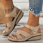 Sandalias de cuña con plataforma y velcro ajustable