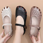 Sandalias mamá cuero suave huecas