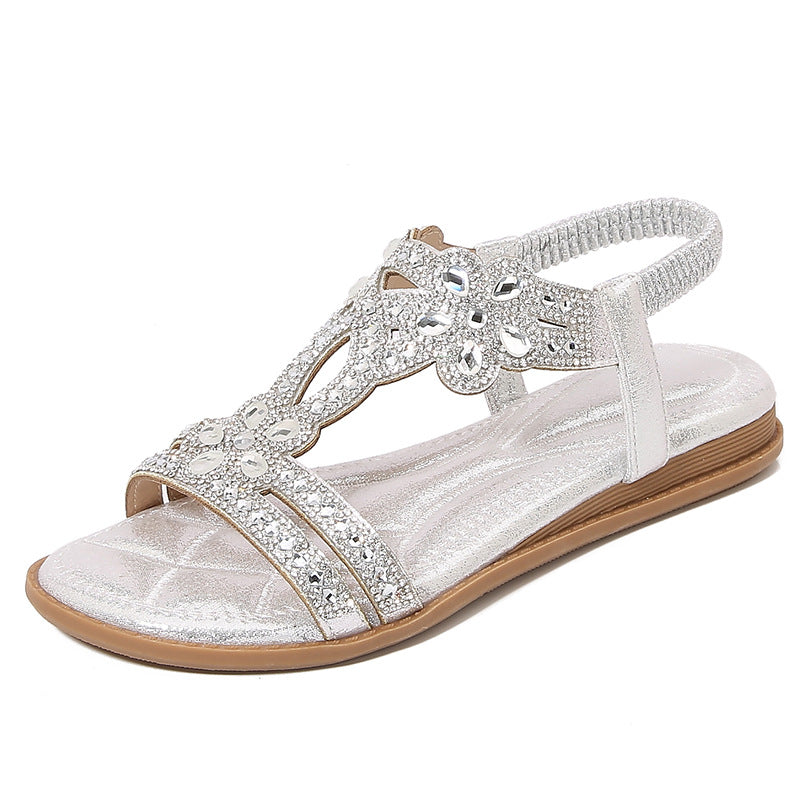 Sandalias flores con brillos