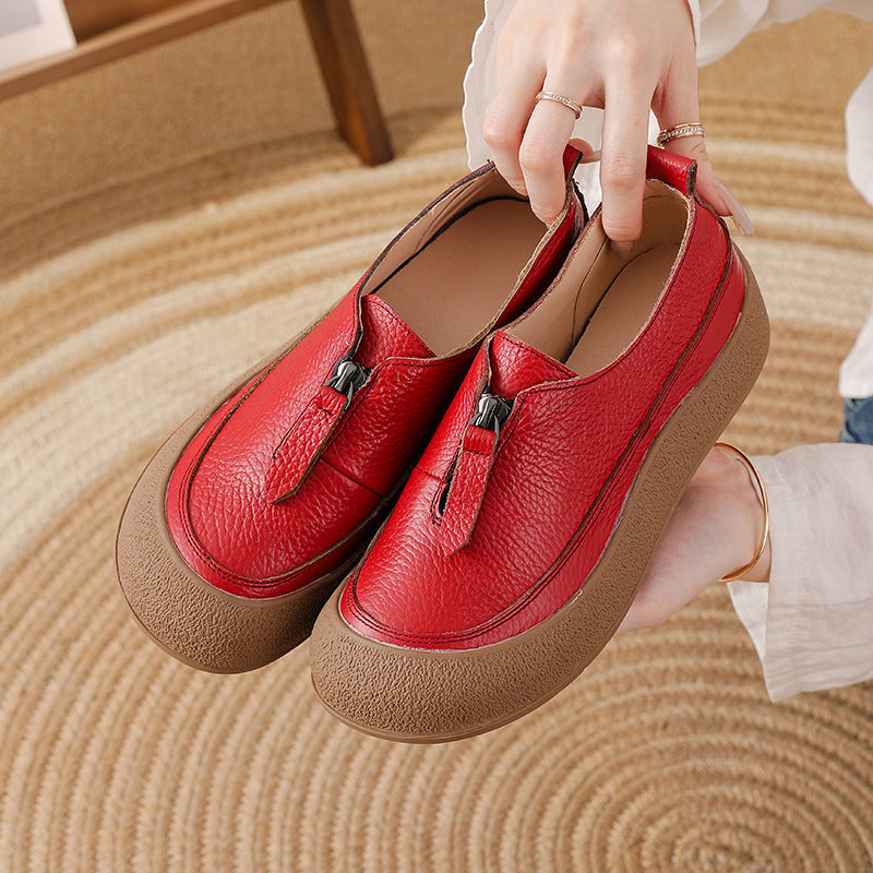 Zapatos de cuero vacuno estilo vintage para mujer