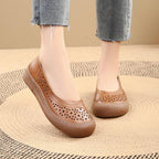 Zapatos de cuero holgados con punta redonda