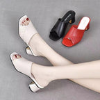 Sandalias simples de tacón grueso