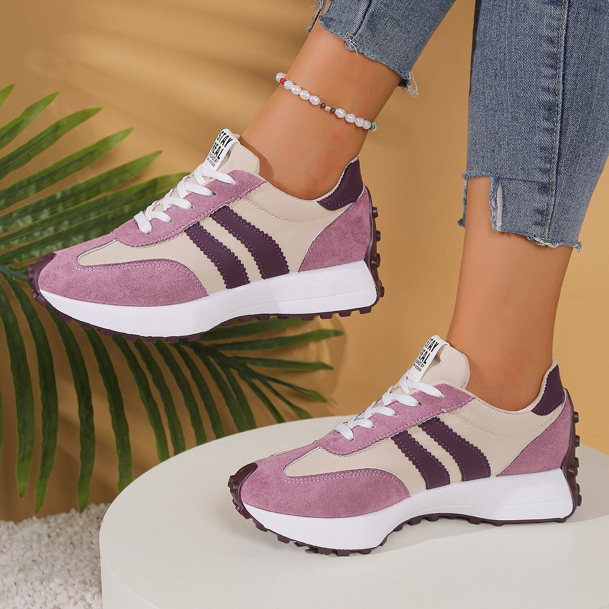Zapatillas deportivas de mujer con suela gruesa antideslizante