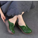 Zapatillas de cuero vintage huecas