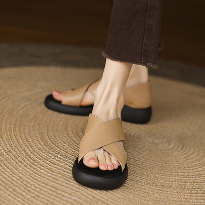 Sandalias de plataforma con tiras cruzadas y tacón bajo para mujer