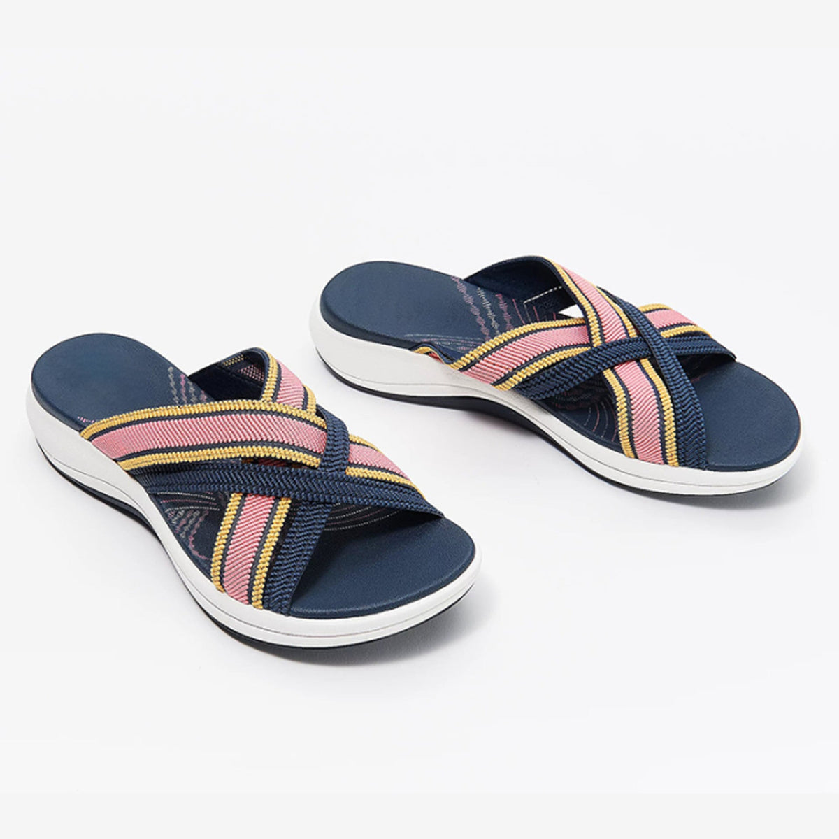 Sandalias cruzadas de punto con mosca