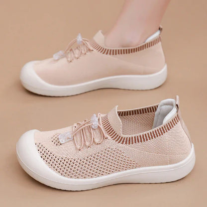 Zapatos de malla para mujer con punta redonda y cordón