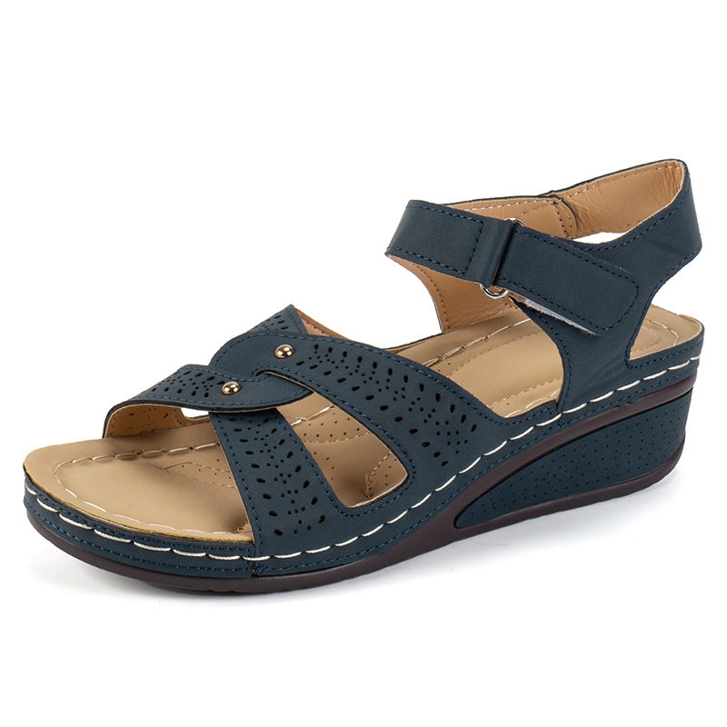 Sandalias de cuña con plataforma y velcro ajustable